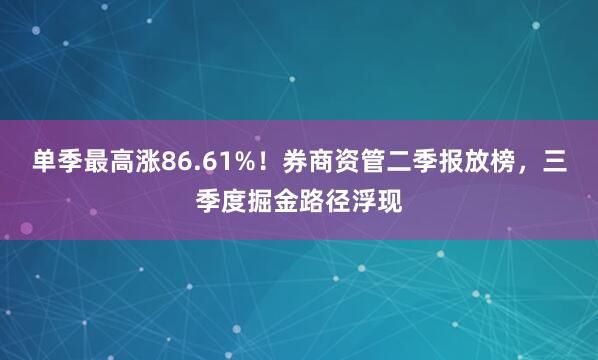 单季最高涨86.61%！券商资管二季报放榜，三季度掘金路径浮现