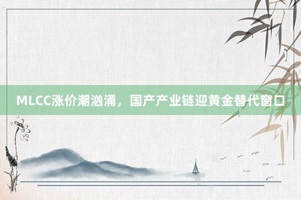 MLCC涨价潮汹涌，国产产业链迎黄金替代窗口