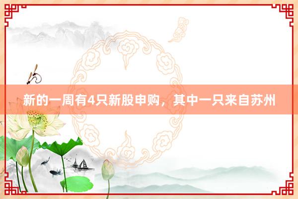 新的一周有4只新股申购，其中一只来自苏州