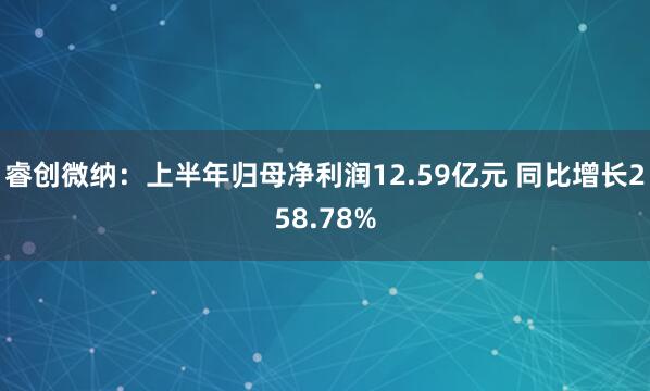 睿创微纳：上半年归母净利润12.59亿元 同比增长258.78%