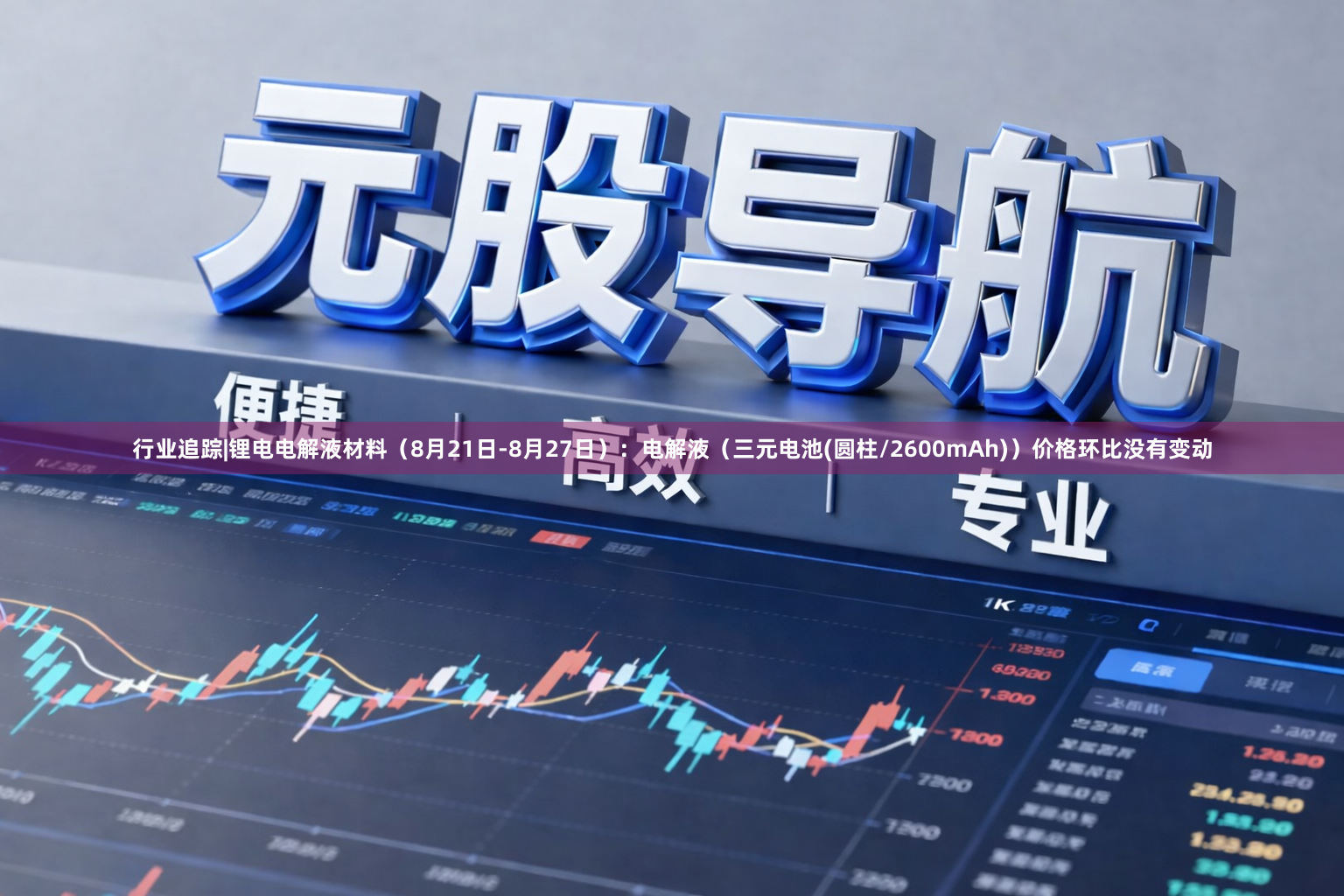 行业追踪|锂电电解液材料（8月21日-8月27日）：电解液（三元电池(圆柱/2600mAh)）价格环比没有变动