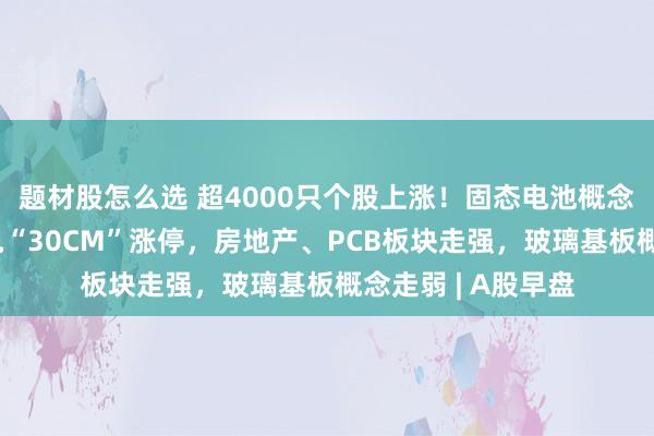 题材股怎么选 超4000只个股上涨！固态电池概念大爆发，武汉蓝电“30CM”涨停，房地产、PCB板块走强，玻璃基板概念走弱 | A股早盘