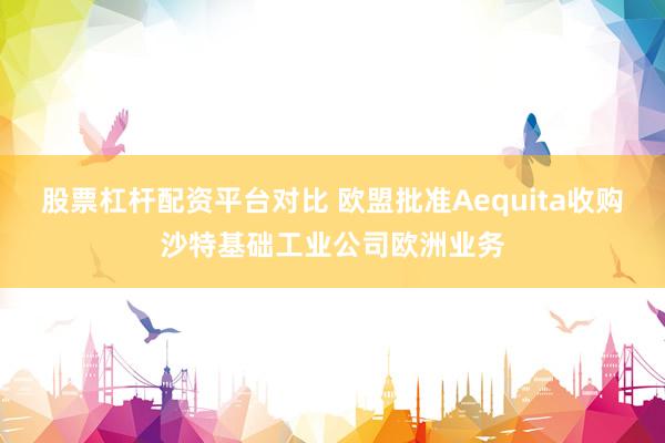 股票杠杆配资平台对比 欧盟批准Aequita收购沙特基础工业公司欧洲业务